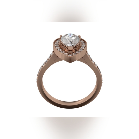 Hand-made Pear Diamond Ring with Rose Gold Setting IGI Certified Size 7 - Picture 4 of 7